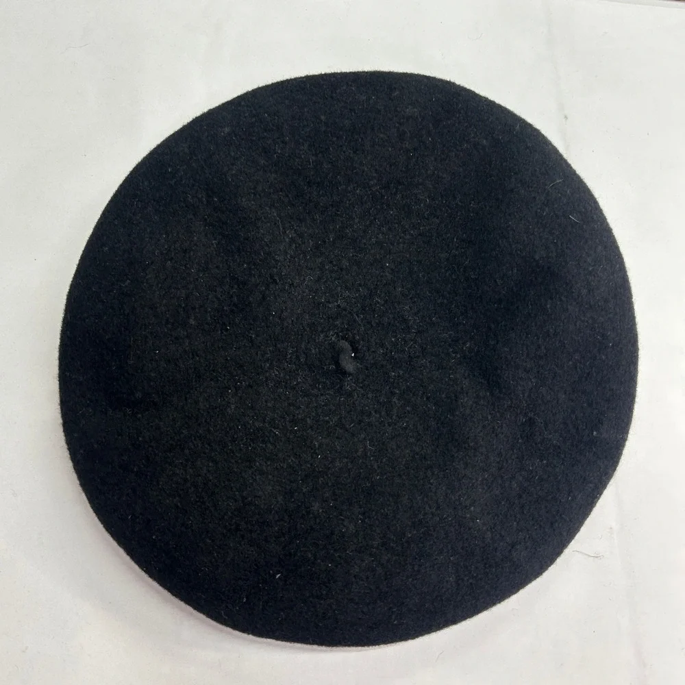 Pierre Laulhere French Beret 100% Wool Black Parisian Chic Dark Academia